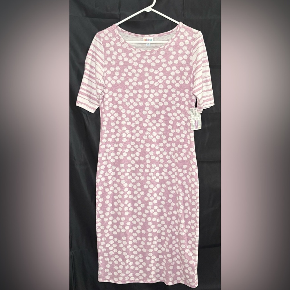 LuLaRoe purple Polka Dot & striped Dress